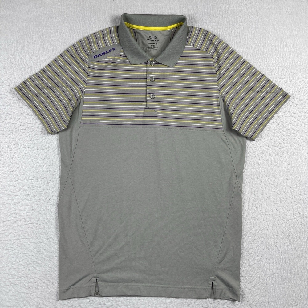 Oakley Polo‎ Shirt Mens Large Gray Preppy Golf Travel Vacation Workwear Office